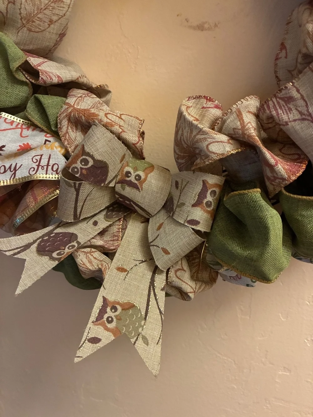 Handmade Autumn Fall Fabric Wreath 18 inch
